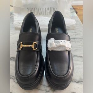 Dream Pairs Women’s Loafers, Size 7, Black with Gold buckle, NWT